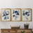 " Navy And Linen Leaves II " 3 - Pieces Painting Print-101838628-101838651