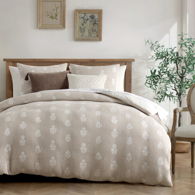 Peri Home Wildflower Jacquard Comforter Set, Full/ Queen, Tan In Gray