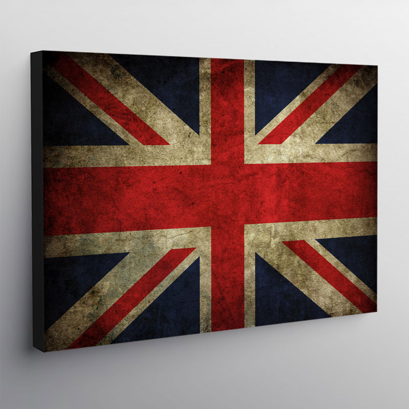 Union Jack Retro Flag - Wrapped Canvas Print, 20.5cm H x 30.5cm W x 3.8cm D