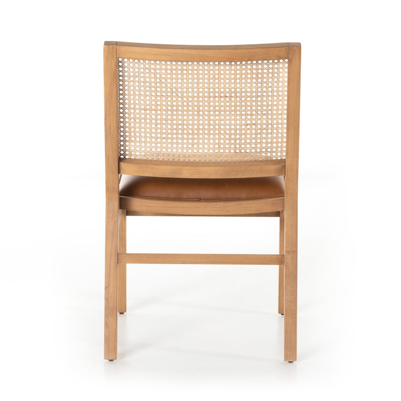 Sage Upholstered Dining Chair, Cognac Faux Leather, Natural Beech