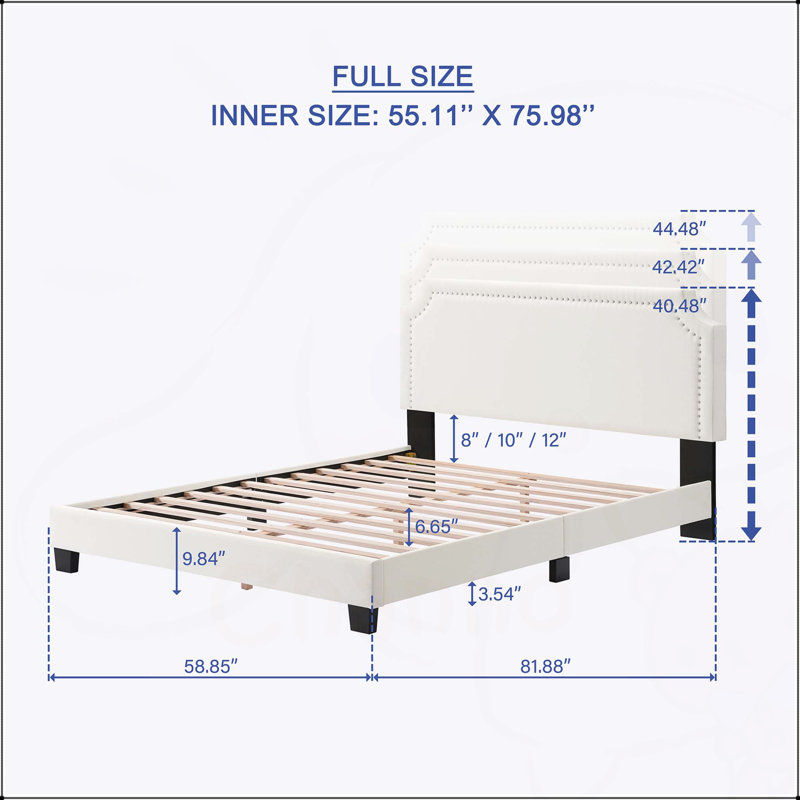 Lit plateforme tapissier Verona Plush, Double