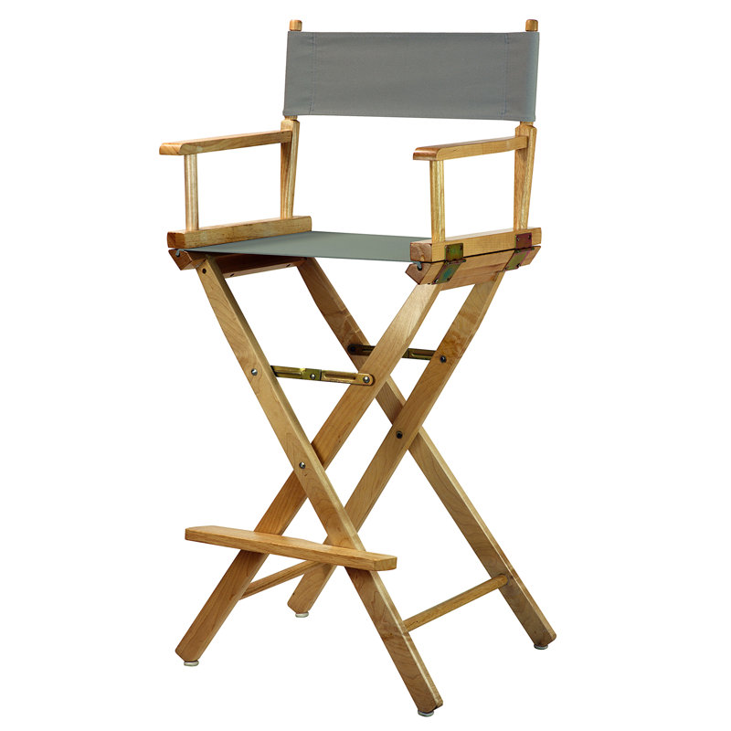 Chaise de réalisateur pliante de 30 po avec toile, Naturel, gris