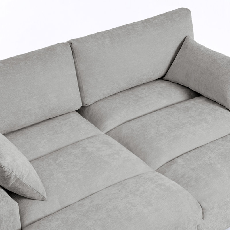 Oversized Upholstered Gray Chenille Sleeper Sofa Bed Lounge sofa with Armrests & Throw Pillows, Gray