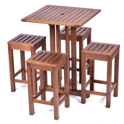 Euginia 4 - Person Wood Patio Dining Set with Square Table
