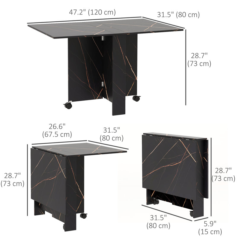 Table de salle à manger Torpoint, Faux marbre noir, Faux marbre noir