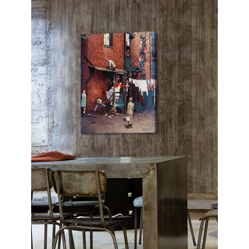 « homecoming g.i. » par norman rockwell, reproduction d’art sur toile tendue, H 31 po x l 24 po