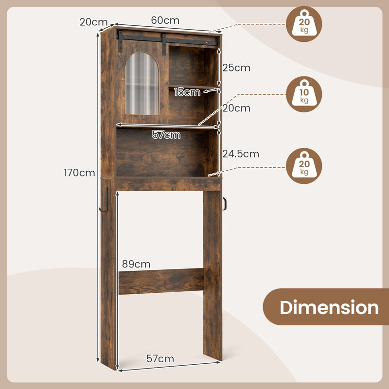 Freestanding Over The Toilet Storage, Brown