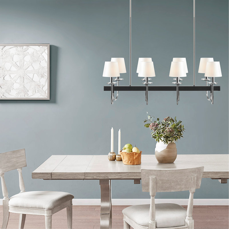 Lustre traditionnel 8 lumières avec abat-jour tambour