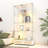 Modern Antique - Style 2 Door Tempered Glass Bookshelf With 13 Colour Led Lights, Large Drawers And 4 Shelves For Bedroom, Kitchen White Natural Small Space Shelf Display Cabinet Lighting, Locking-1305978608