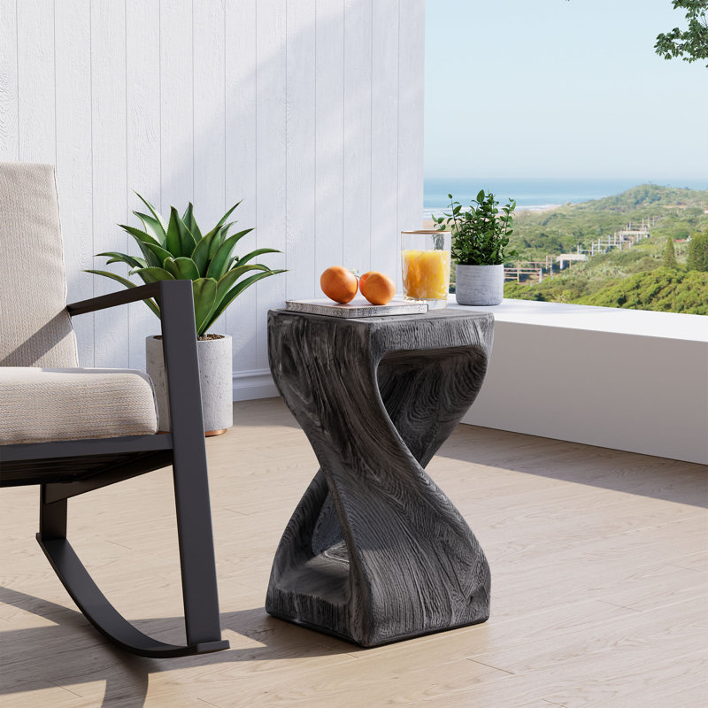 Outdoor Twisted Concrete Side Table