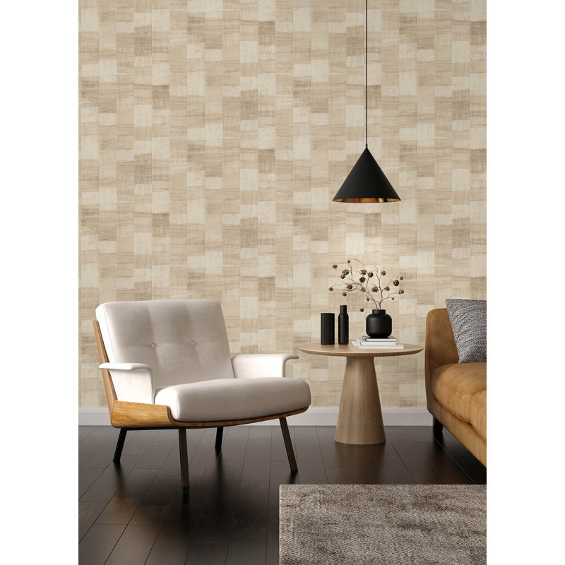 Papier peint rayé beige Ivo, Beige