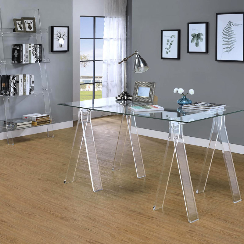4-Shelf Modern Office Clear Acrylic Bookcase Design Option Storage