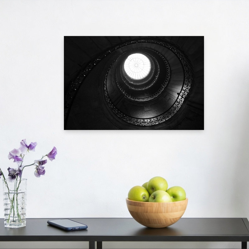 Winding Staircase View Abstract Classic Geometric Architecture Wall Art Print by Roswitha Schleicher-Schwarz - Print