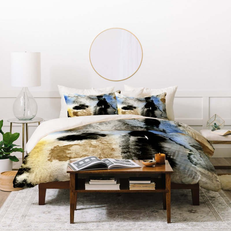 Modern & Contemporary Polyester Abstract Duvet Cover, King