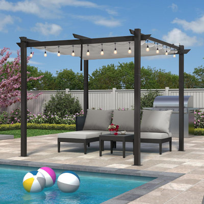 Pergola d'extérieur rétractable mauve 10 pi x 10 pi avec lumières DEL