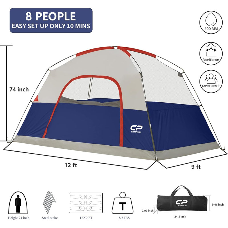 Tente pour 6 personnes, Bleu marine