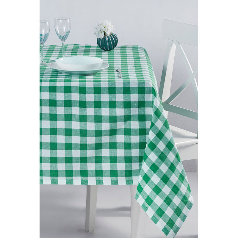 Chon Green Checkered Tablecloth, 63 x 63 Inches | 85% Cotton / 15% Polyester, Easy Clean, Machine Washable at 30-40°C | Perfect for Dining Room, Picnics, and Outdoor Events, Stylish & Durable Design