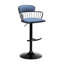 Tabouret pivotant bleu en bois noir, réglable pour le comptoir de la cuisine, facile à assembler et tabouret de bar en tissu avec rotation à 360 degrés, espace de salle à manger idéal