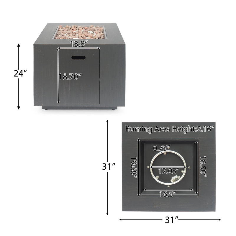 Outdoor Iron Square Propane Fire Pit