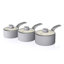 Swan Retro Induction Saucepan Set With Glass Lids, Non Stick Ceramic Coating, Easy to Clean, 3 Piece, 16/18/20 cm