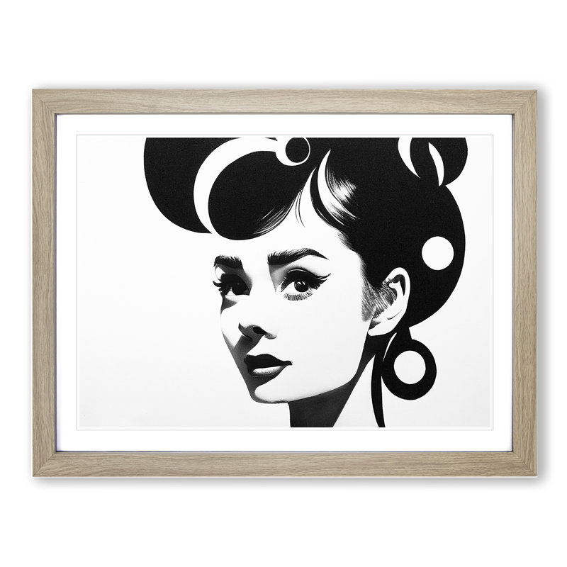 Audrey Hepburn Monochrome Vol.4 - Single Picture Frame Print, 34cm H x 46cm W x 2cm D, Oak Framed