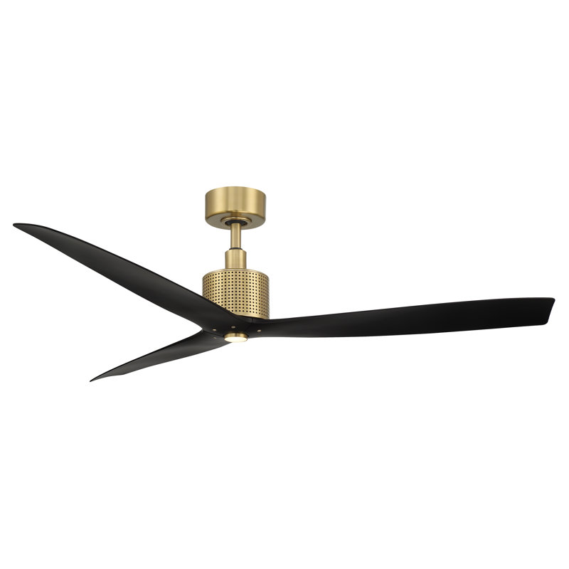 Spinster 60'' Smart Ceiling Fan with LED Light and Bluetooth Remote Control Included, Matte Black/Gold
