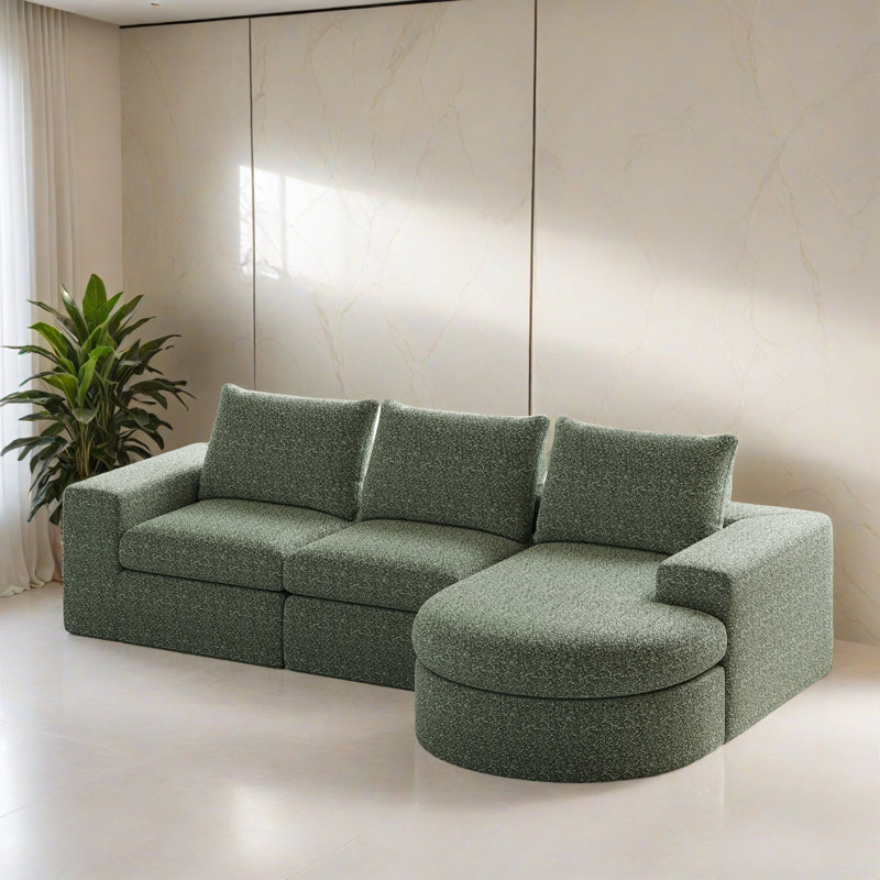 Canapé-lit modulaire 2 pièces pour salon, Chenille verte
