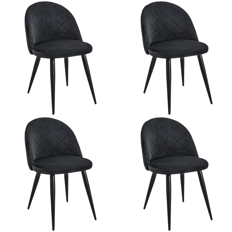 Garrettsville 47cm H Tufted Velvet Upholstered Upholstered Back Side Chair in Black