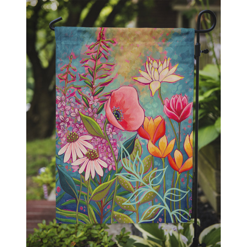 Drapeau de jardin en polyester 15,5 x 11 po Guerina, Mon jardin de fleurs II