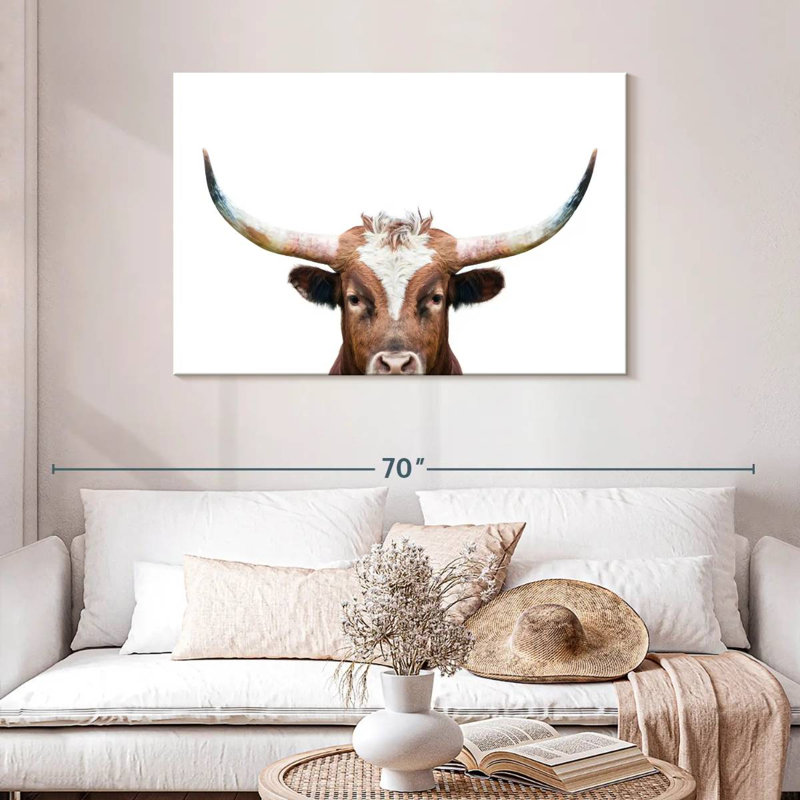 Brampt Peeking Long Horn, 30" H x 45" W