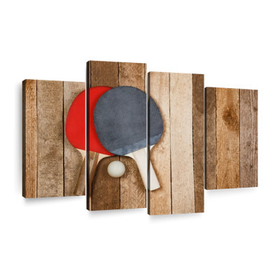 " Wooden Ping Pong " 4 - Pieces