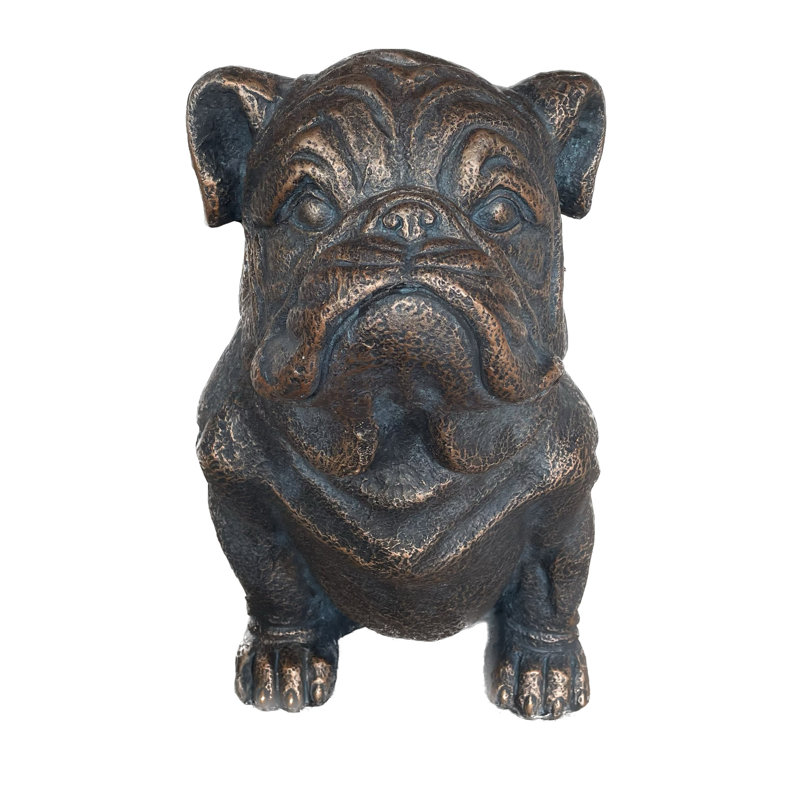 Statue d'extérieur 16 po Bulldog Bronze