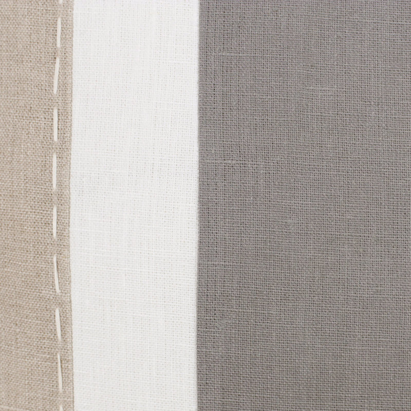 Housse de coussin carré rayée en lin, Gris / Brun clair, Housse de coussin seulement - sans coussin