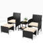 Ensemble de conversation de patio en osier pour 2 personnes avec pouf et table basse en verre à 2 niveaux-1320362276