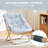  Square Faux Fur Saucer Chair With Metal Frame Foldable Comfy Accent Chair For Bedroom, Living Room & Reading Nook-1609145740