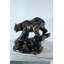 Nifao Aluminum Bear Catching Fish Statue with River Rock Detail - Realistic Wildlife Sculpture, Bronze Finish, 25" x 15" x 22"H