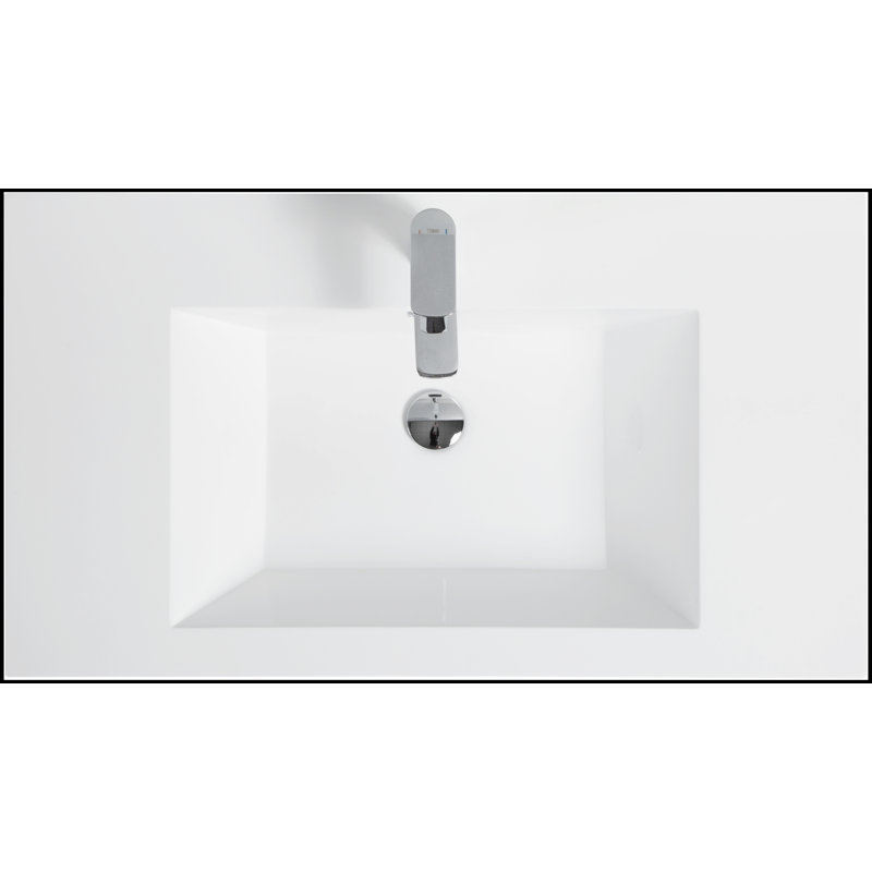 Montasia 41.93'' Single Bathroom Vanity with Resin Top, White/Natual
