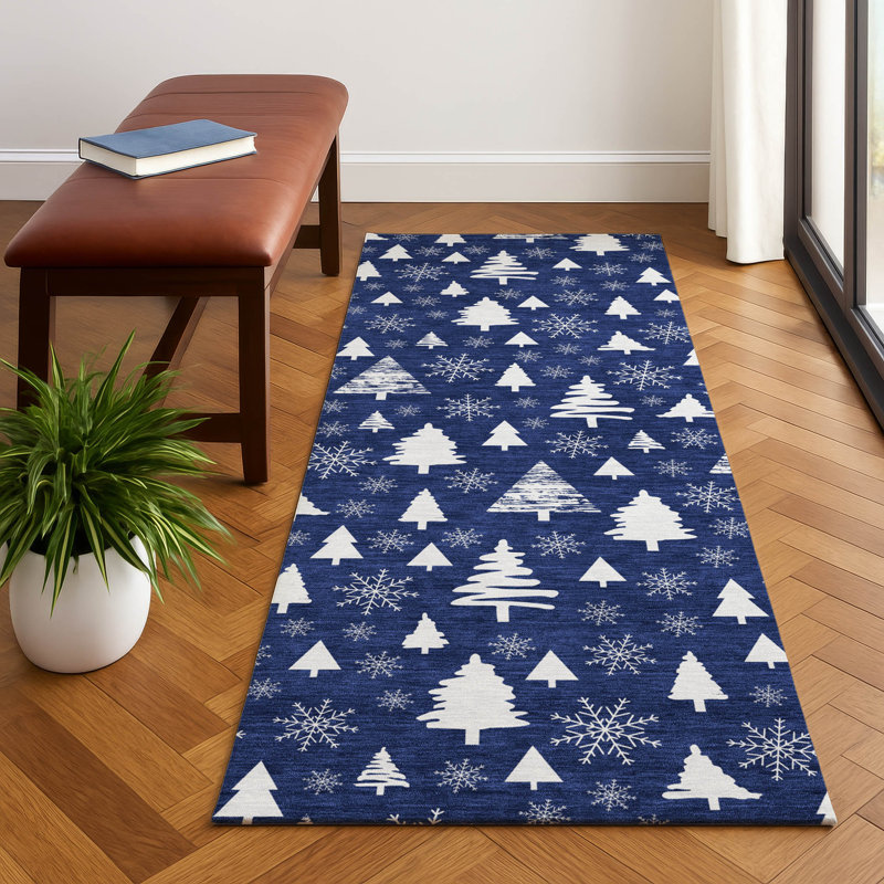 Premium Machine Washable Dockside AMF1815 Christmas Trees Rug, Runner 2'3" x 7'6"