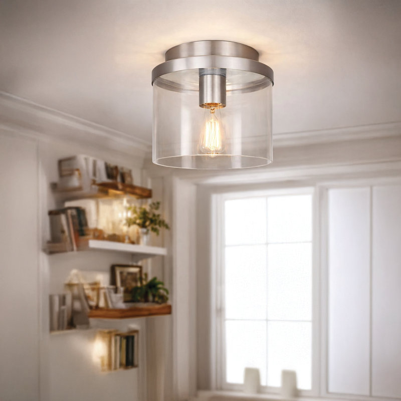 Plafonnier encastré 9 lumières Brunner avec verre transparent Brunner, Transparent, Nickel brossé, Clair