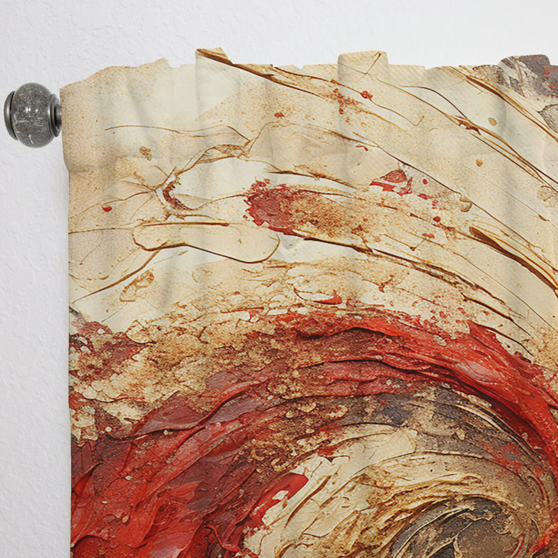 Red Gold Fusion Spiral - Modern Curtain - Velvet Room Darkening - 1 Panel, 52" W x 120" L