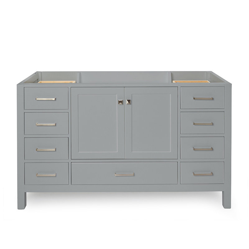 Cambridge 60'' W Single Bathroom Vanity Base, Brushed Nickel, Gray