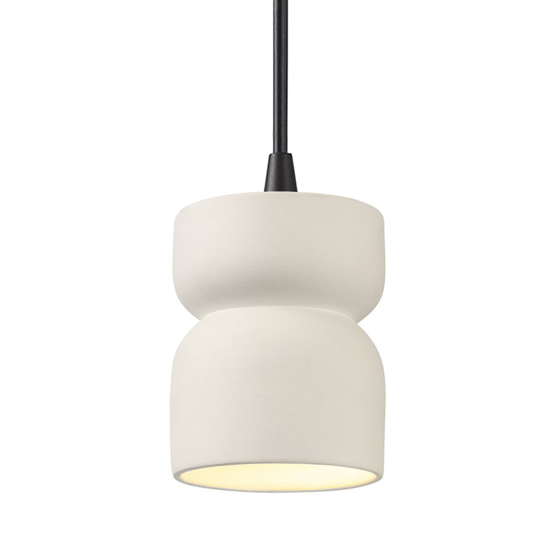 Luminaire suspendu en sablier Leni, Blanc mat, Noir mat