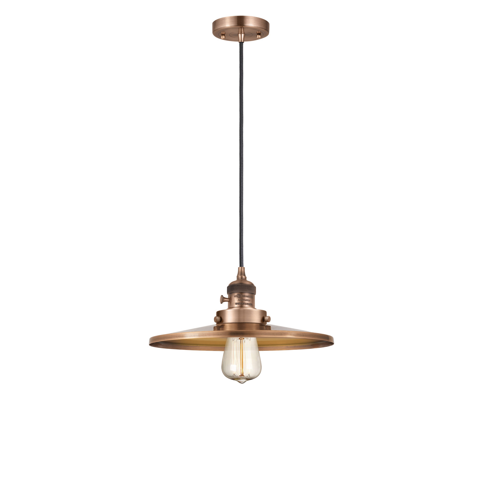 Rouvin Single Light Metal Pendant, 5.88" H x 12" W x 12" D, Antique Copper