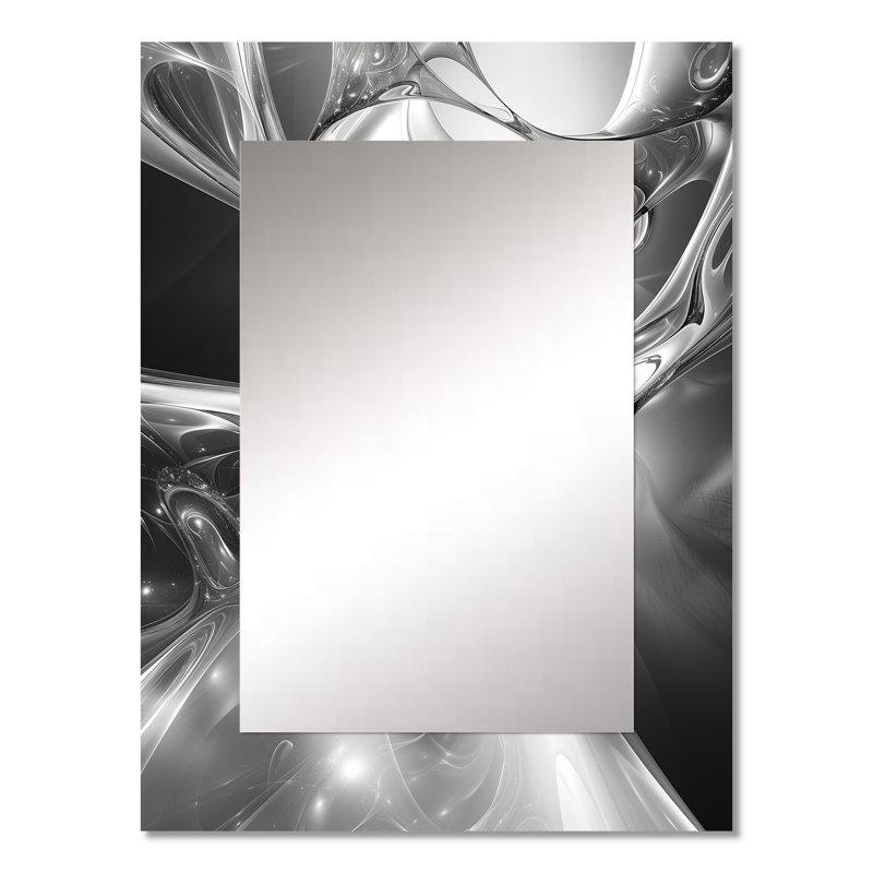 Grey black abstract Steel Serenade II - Abstract Mirror, Modern Unique Wall Mirror, Printed Metal Art, 32" x 24"