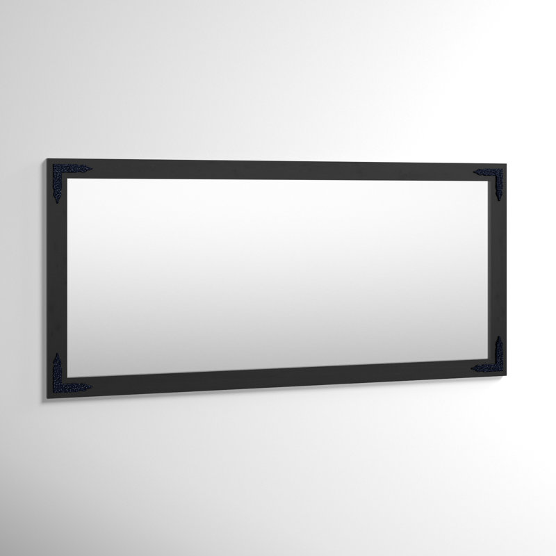 Heavner Flat Wall Mirror, Black, 65" H x 30" W
