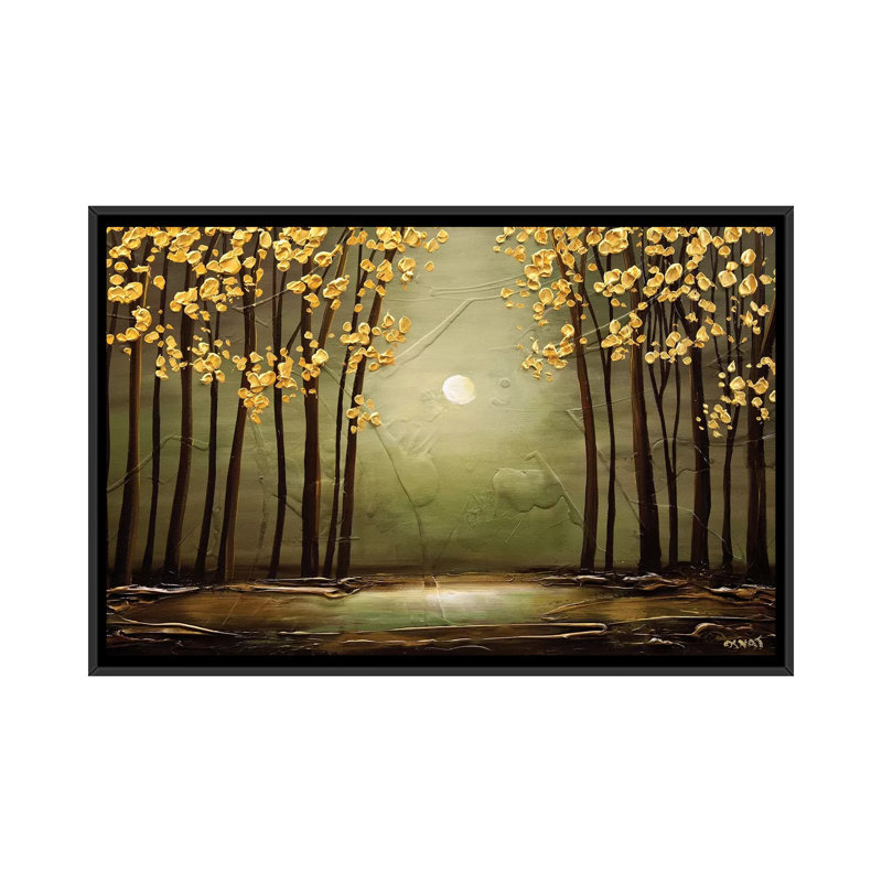 «Swiger Sage Forest», reproduction sur toile, H 18 po x l 26 po x P 1,5 po, Toile encadrée noire, Pas de tapis