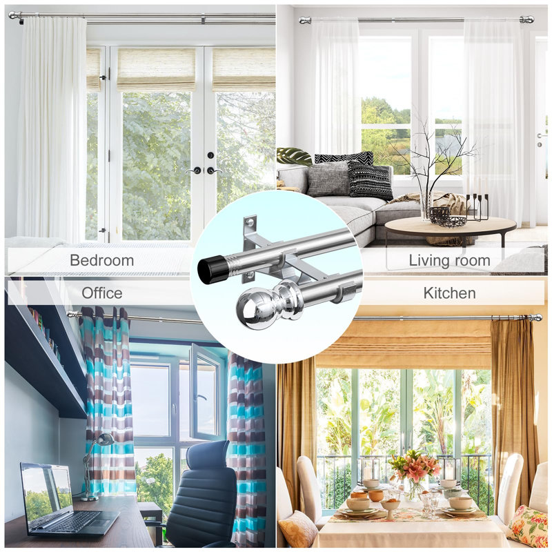Chahna Stainless Steel Adjustable Double Curtain Pole