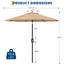 Parasol de patio 10 pi avec 40 lumières DEL solaires - Parasol de table d'extérieur - Imperméable, résistant aux rayons UV, 8 baleines robustes, inclinable et à manivelle, parfait pour la piscine, la terrasse, la cour - Brun clair