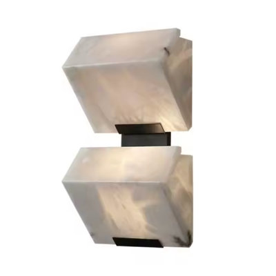  Appliques murales d'intérieur / d'extérieur Merona Elegant Pyramidal Alabaster | Luminaire à lumière douce et chaude - 2 lumières