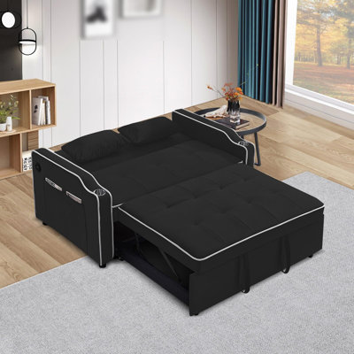 Convertible Sleeper Sofa Bed, 3 In 1 Velvet Loveseat Sleeper Sofa Couch Bed -  Latitude RunÂ®, A462E39AF824474695C7DE286D7567E7